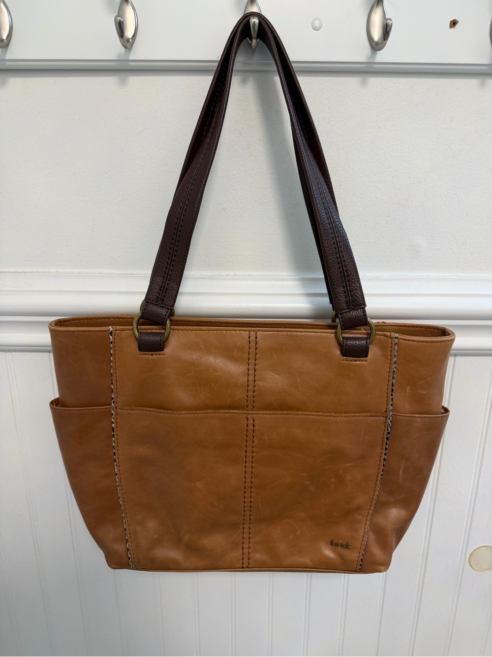 The Sak Two-Tone Brown Leather Shoulder Tote